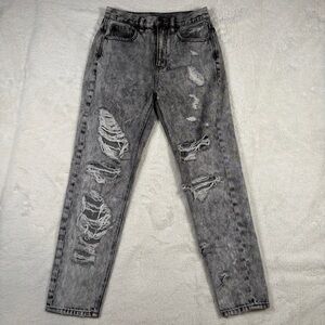 American Eagle Outfitters High Rise Ripped Gray Jeans